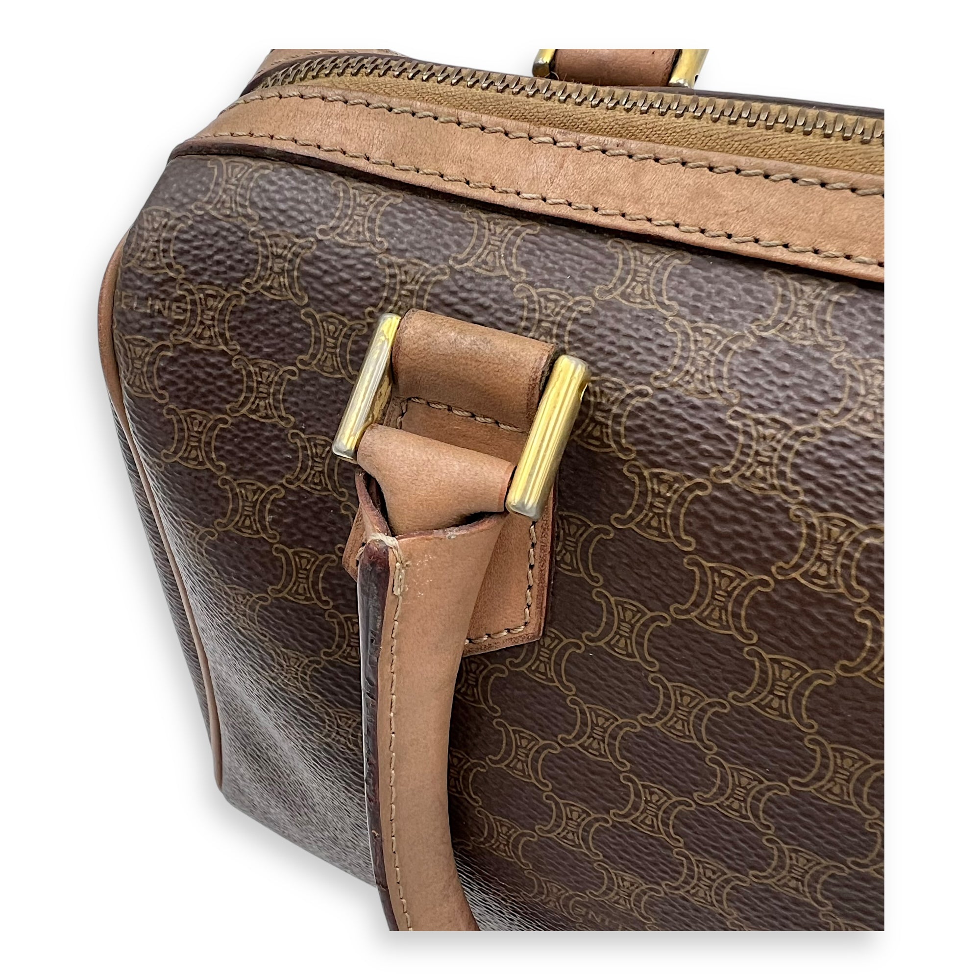 Macadam Top Handle Bag Brown in Coated Canvas, Gold hardware - Image 14
