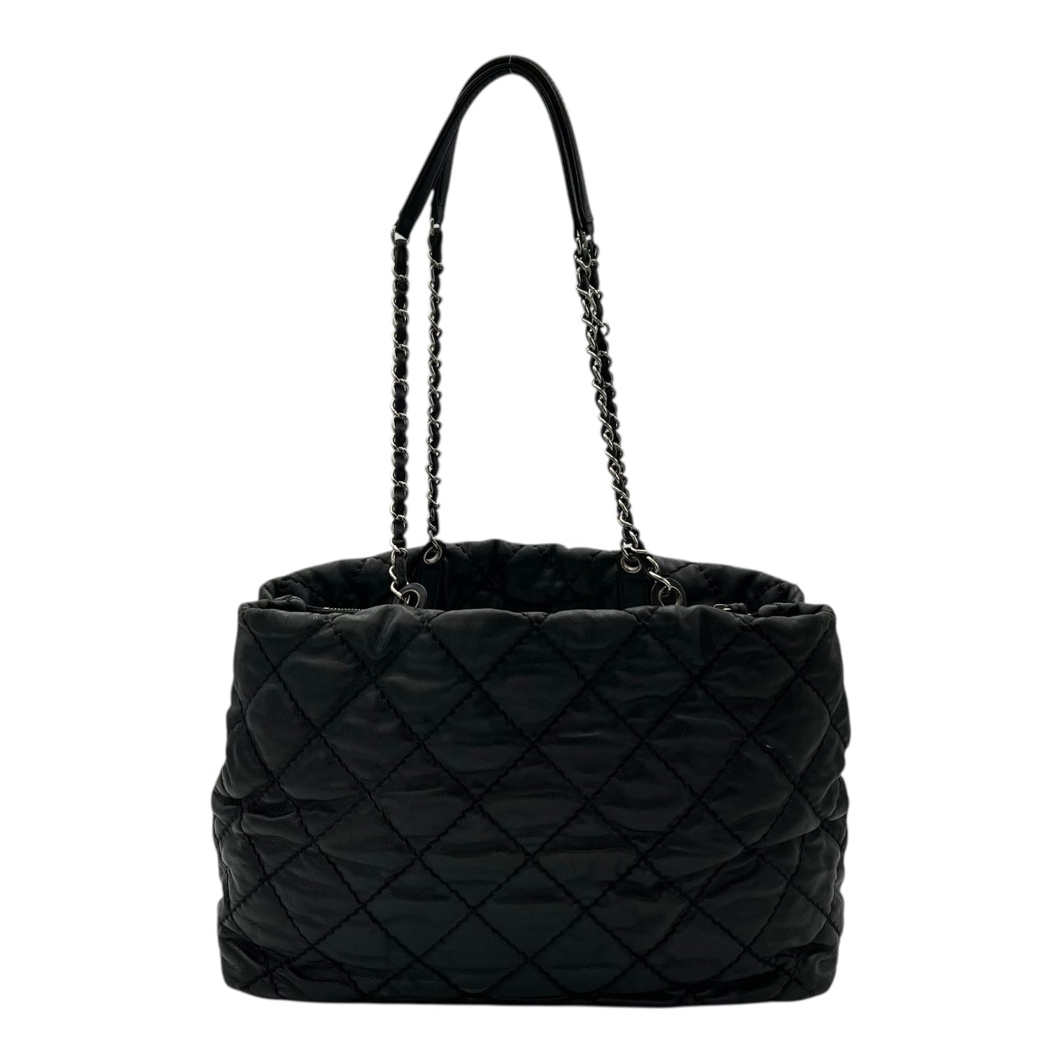 Wild stitch Tote Bag Blue in Linen, Silver hardware - Image 3