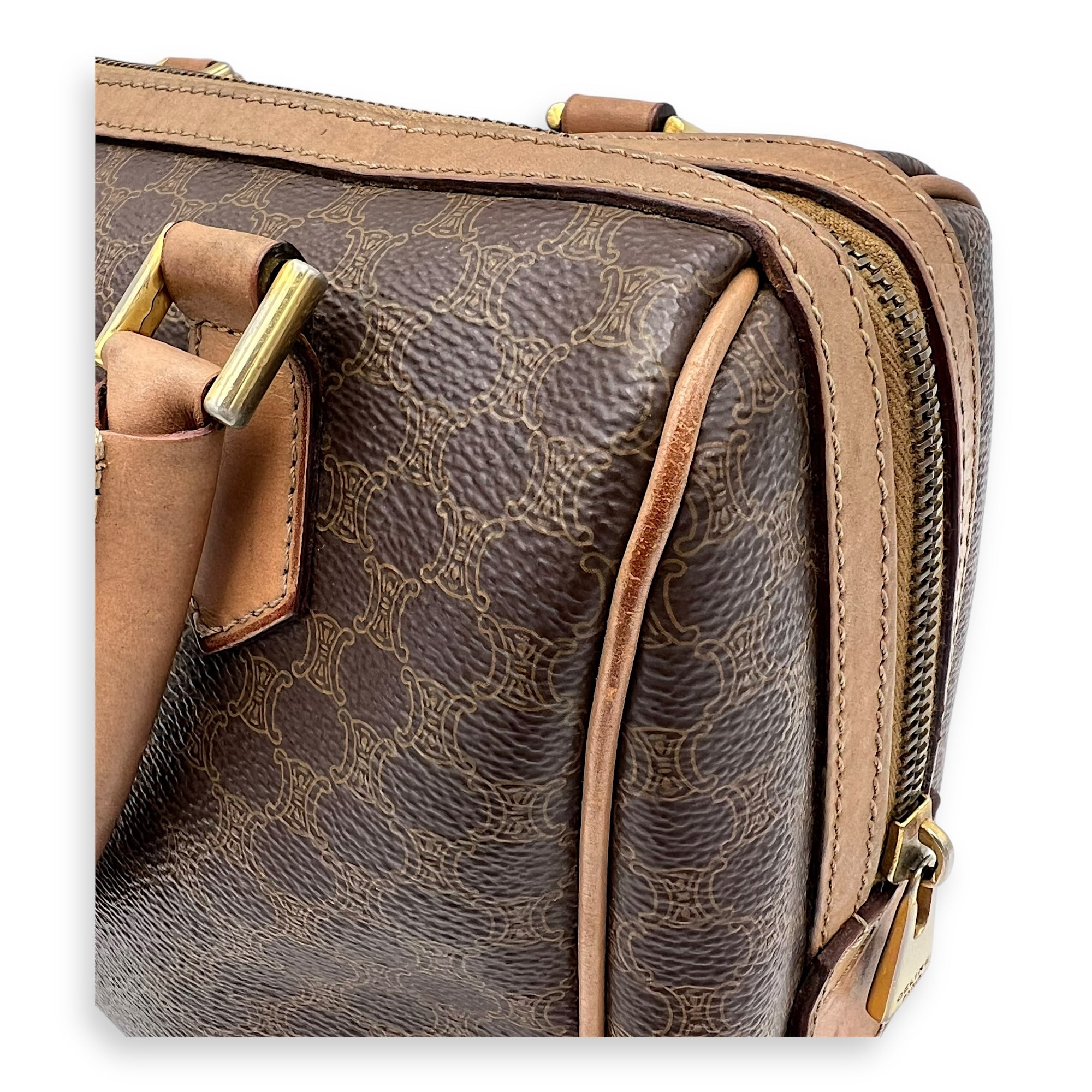 Macadam Top Handle Bag Brown in Coated Canvas, Gold hardware - Image 16