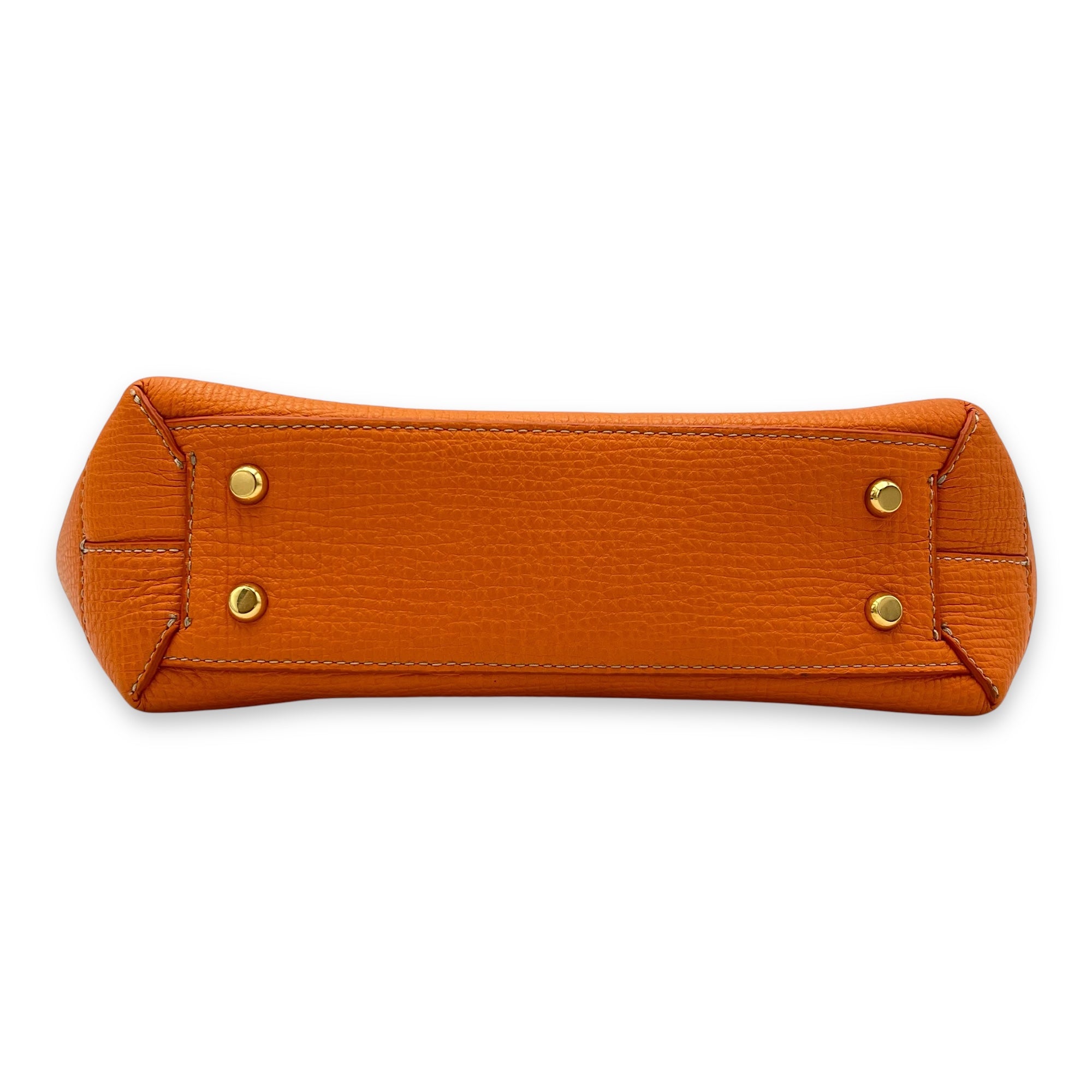 Arco Top Handle Bag Orange in Calfskin, Gold hardware - Image 6