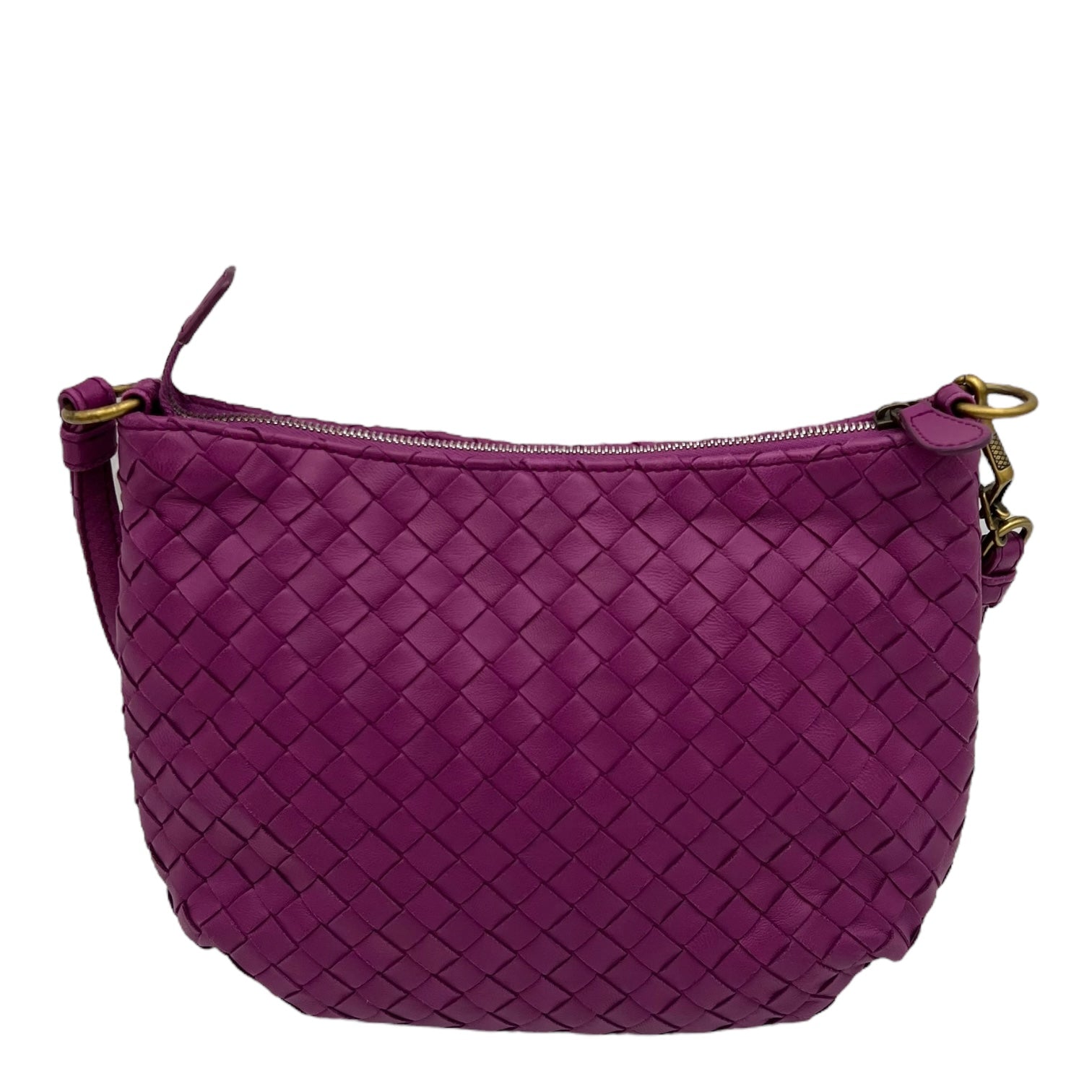 Intrecciato Purple Shoulder Bag in Lambskin, Gold hardware