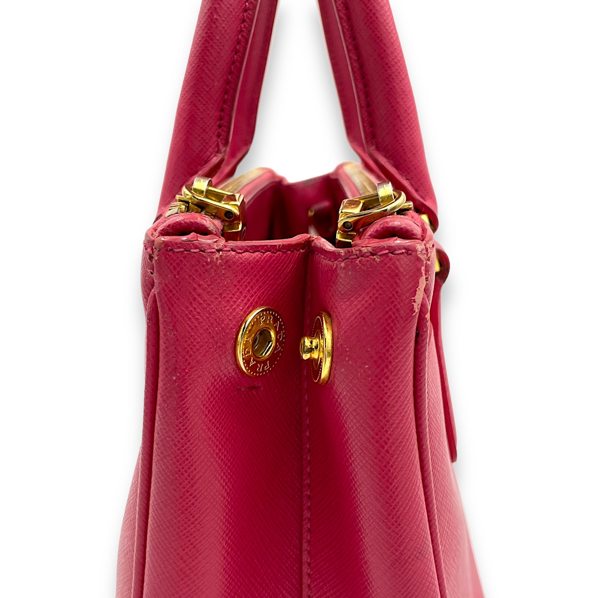Galleria Small Pink Top Handle Bag in Saffiano Leather, Gold hardware - Image 9