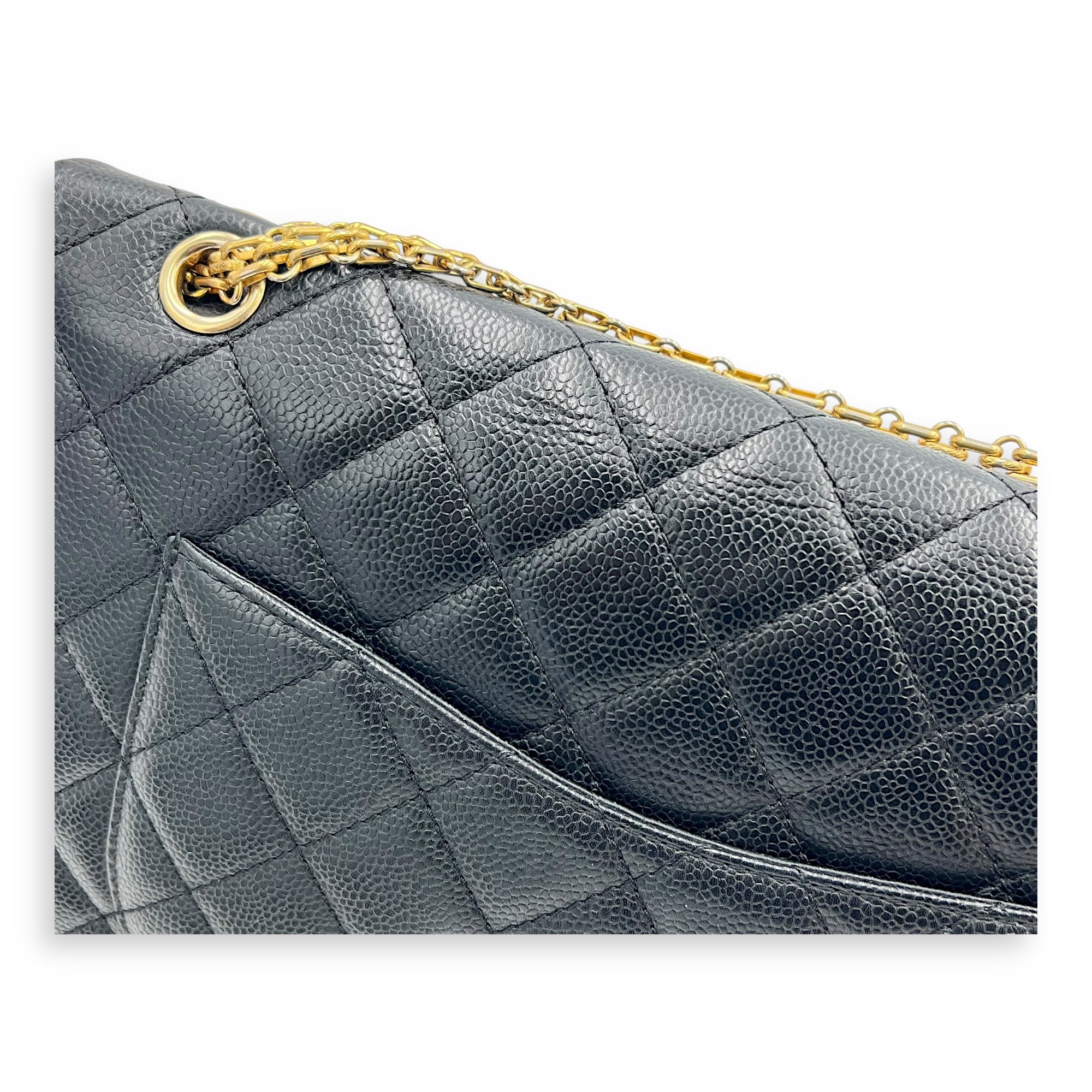 2.55 Shoulder Bag Black in Caviar Leather, Gold hardware - Image 8