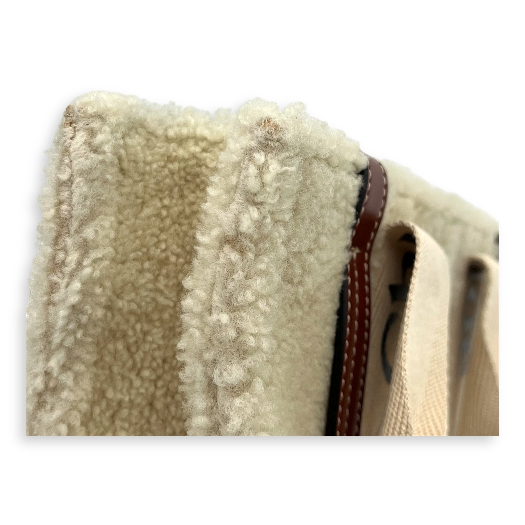 Woody Tote Bag Small Beige in Wool, Gold hardware - Image 8