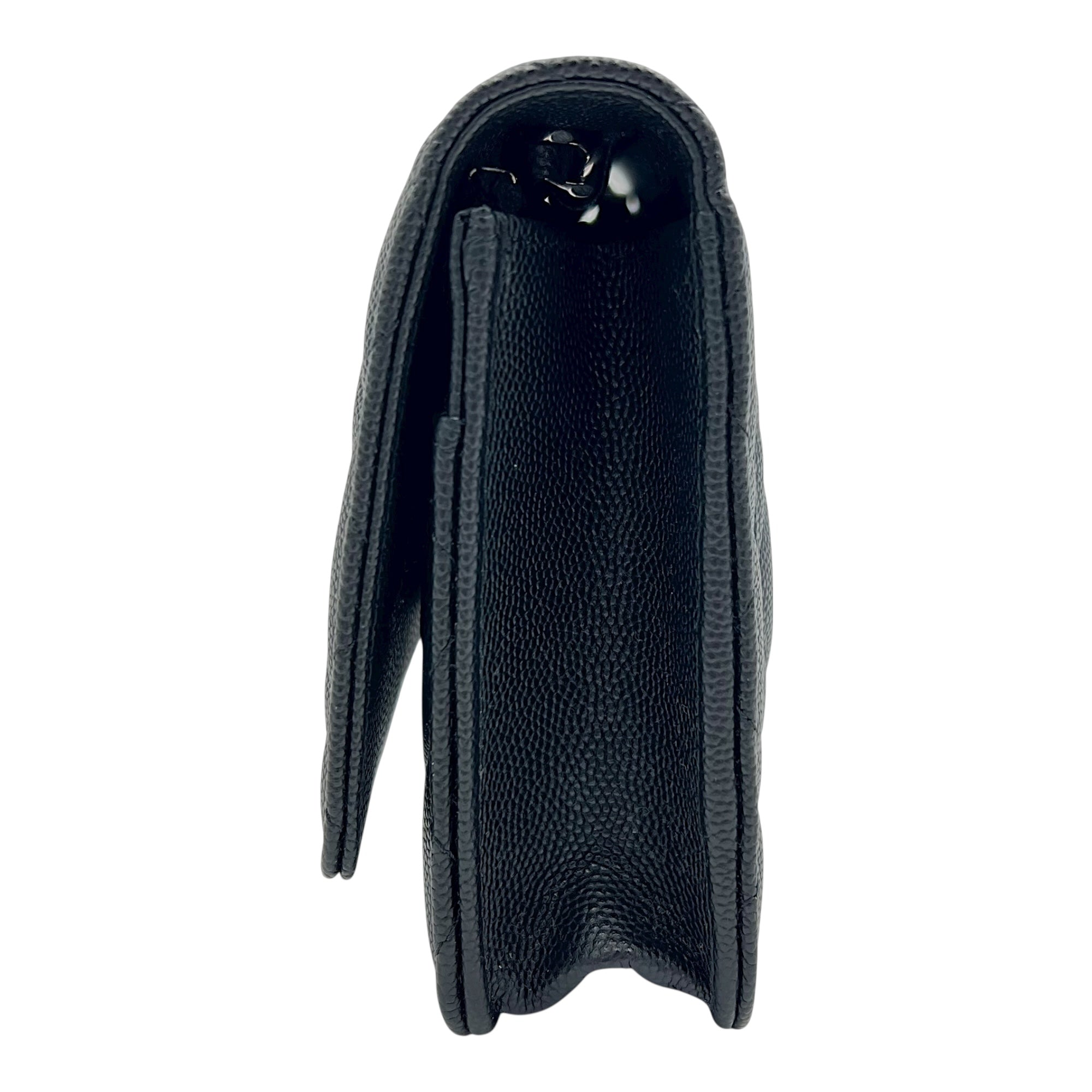 Classic Wallet On Chain Black in Caviar Leather, Silver hardware - Image 5