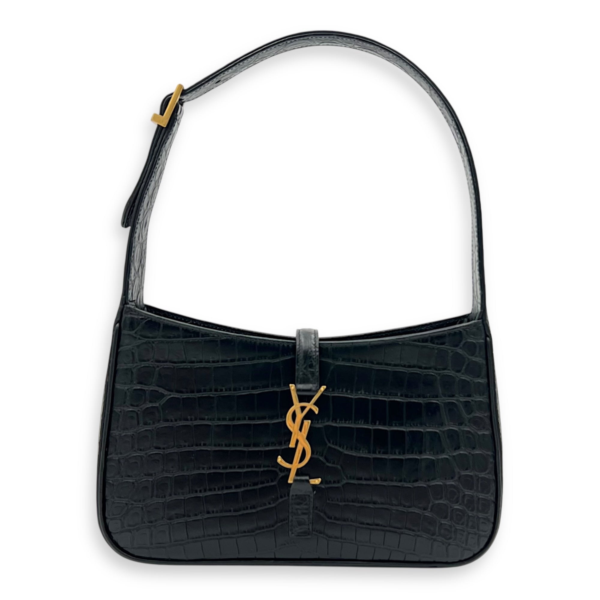 Le 5 A 7 Shoulder Bag Medium Black in Calfskin, Gold hardware